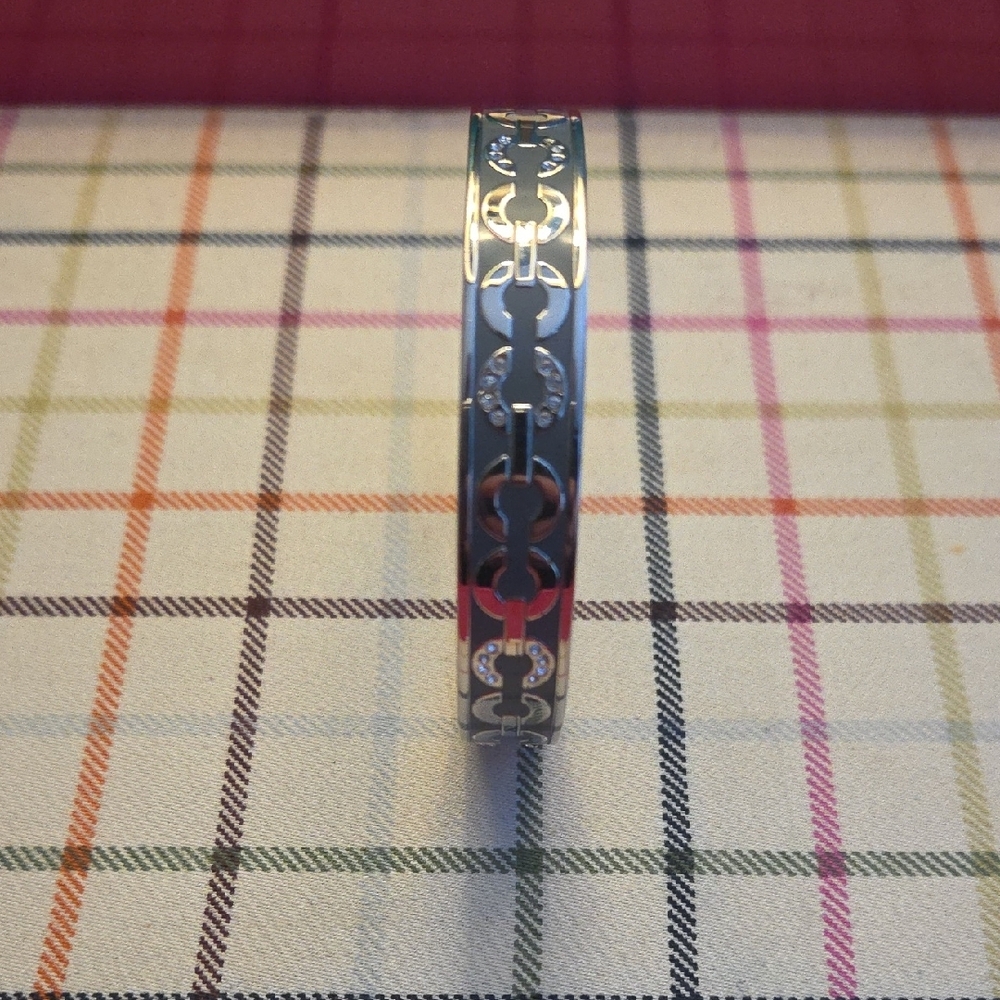 Coach Silver Tone Bracelet with Op Art Logo Design - Picture 8 of 12
